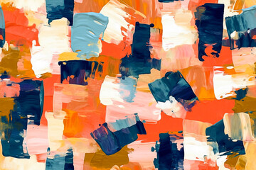 Abstract colorful gestural strokes tileable pattern for flyer. Generative AI