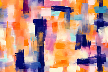 Colorful strokes gesture tileable pattern for flyer. Minimalist painted illustration. AI Generated