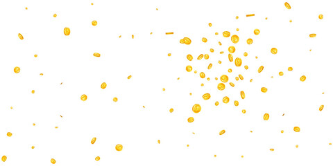 American dollar coins falling. Scattered gold USD