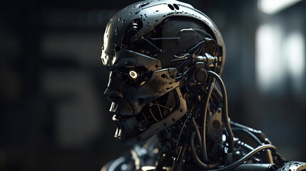 Revolutionizing Technology: High Detailed Robot Illustrating the Advancements of the New AI Generation. Generative AI.