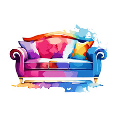 sofa furniture interior watercolor living room