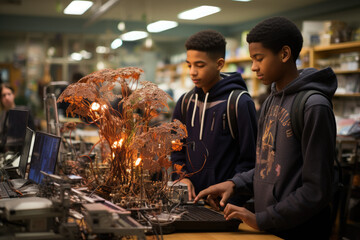 "Collaborative STEM Project: Students Working Together"  , Back to school photograph