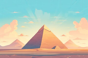 Pyramid of Giza with painting cartoon design. Generative AI