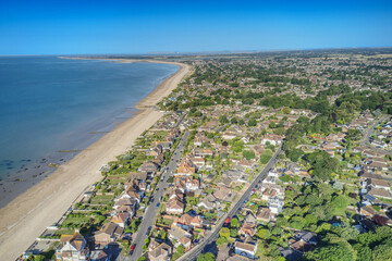 Aldwick Beach and beautiful bay, Aldwick is a parish village to the east of Bognor Regis in West Sussex, Aerial view
