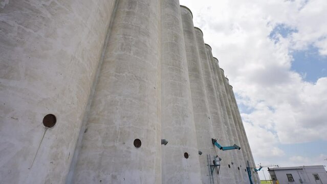 View Of Grain Elevator Towers And Machinery