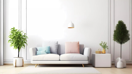 Living room bright and cozy. Generative ai design.