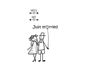 wedding just married a vector stick figure gift