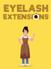 Poster or vertical banner about eyelash extensions flat style