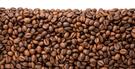 Roasted coffee beans isolated on white background, With work path.