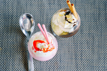 Colorful ice cream is a refreshing dessert.