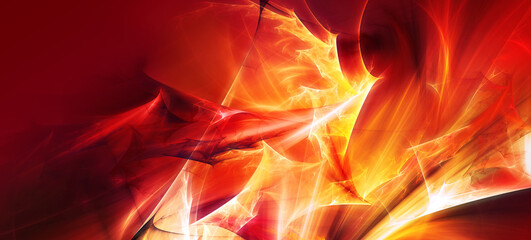 Abstract red vibrant background. Warm banner. Fractal artwork for creative graphic design