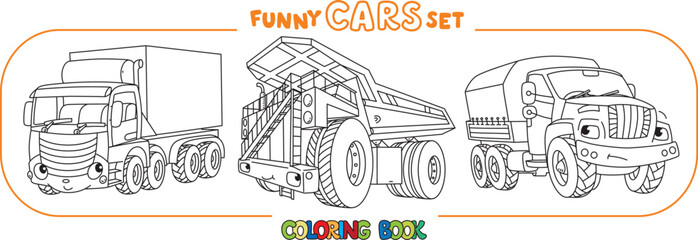 Funny heavy truck cars with eyes Coloring book set - 621804307