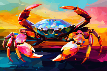 Generative AI.
wpap style abstract background, crab