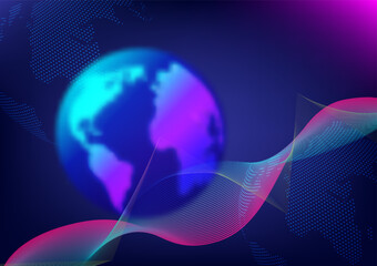 Multiverse global network communication technology futuristic abstract background vector illustration 