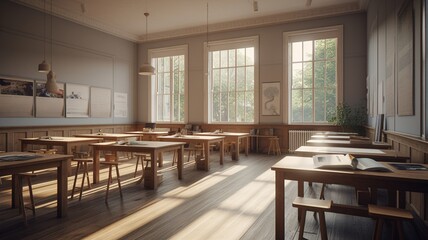empty classroom due to coronavirus pandemic