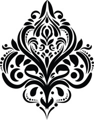 Vintage damask baroque ornament with floral retro antique style. Acanthus pattern foliage swirl design element wedding decoration. Isolated element.