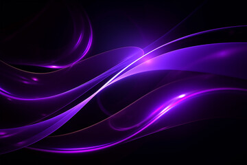 Abstract background with purple colored digital waves on black. Generative AI Image.	