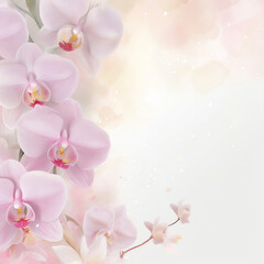 Fototapeta na wymiar Generative AI : Watercolor Orchids and Leaves Frame for Greeting Cards and Invitations