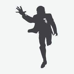 Dynamic Silhouettes of Energetic Businessmen in Action, Vector Running Man Collection