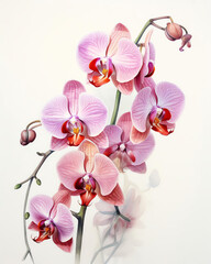 Generative AI : Elegant Orchid Delight: Watercolor Floral Illustration for Greeting Cards, Weddings, and Celebrations