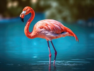 a beautiful flamingo in the water