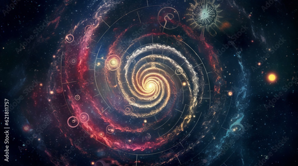Wall mural galaxy in space, computer generated abstract background. galaxy and nebula in deep space. cosmic spi