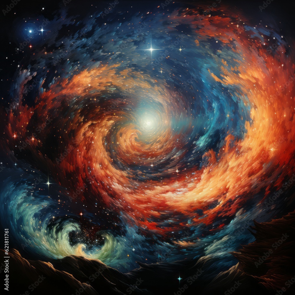 Wall mural galaxy in outer space. spiral colorful galaxy and nebula in space, computer generated abstract backg
