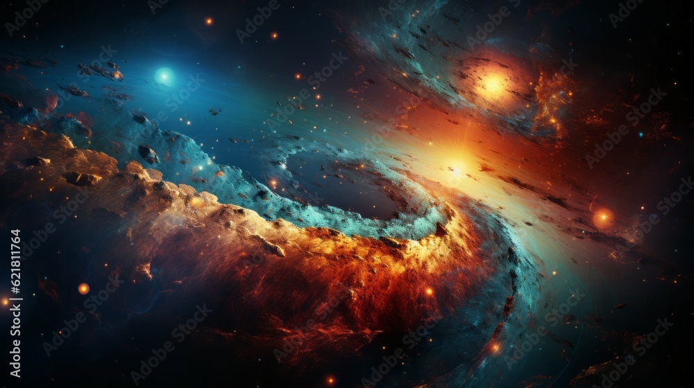 Wall mural galaxy with nebula and stars, computer generated abstract background