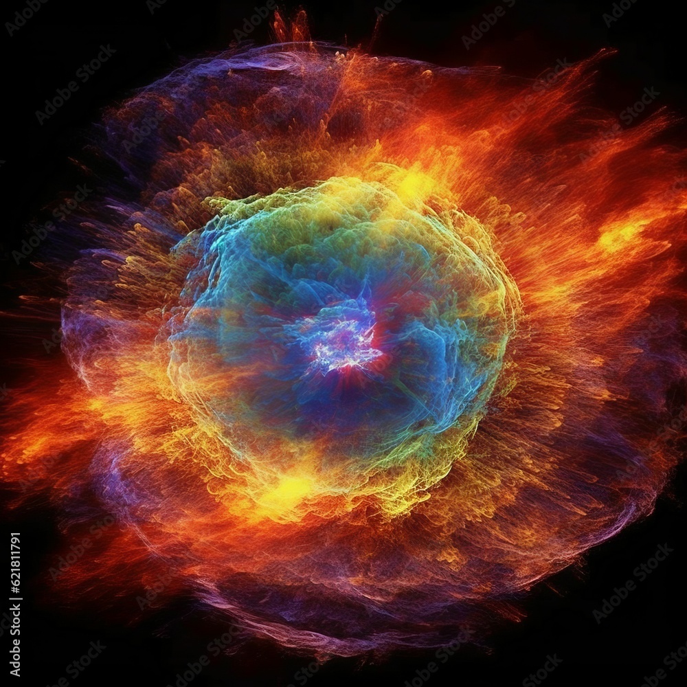Poster planets and galaxies in outer space showing the beauty of space exploration. abstract fractal backgr