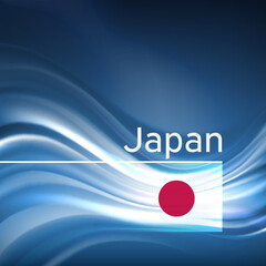 Japan flag background. Abstract japanese flag in the blue sky.  National holiday card design. State banner, japan poster, patriotic cover, flyer. Business brochure. Vector design