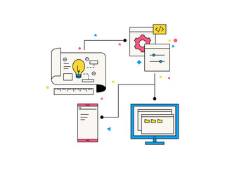 UI UX Illustration Design User Interface Experience Wireframe Layouting Figma Userflow Website Mobile App Screen Desktop Dashboard Computer Laptop Phone Tablet Responsive
