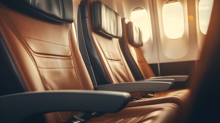 First class and business class seats with copy space. Generative AI