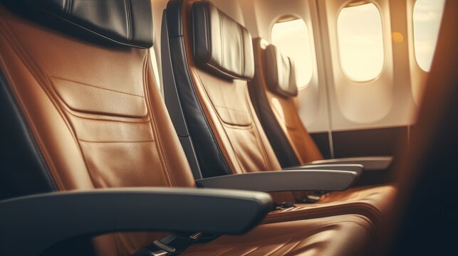 First class and business class seats with copy space. Generative AI