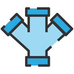 Plumbing pipe icon. Connection technical pressure water systems. Blue color.