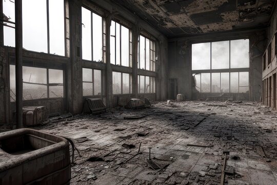 Interior of a post apocalyptic building