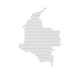Map of the country of Colombia with crosses on a white background