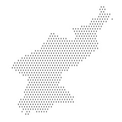 Map of the country of North Korea with crosses on a white background