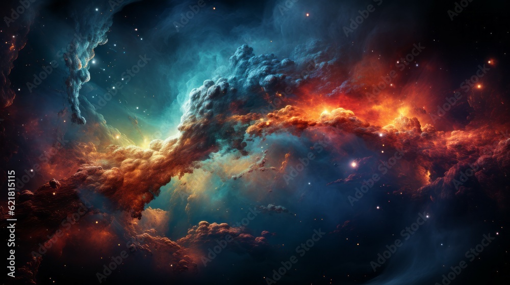 Canvas Prints colorful nebula and stars in deep space. beautiful space background with stars and nebula. red and b