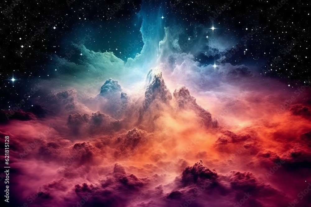 Wall mural abstract space background with nebula and stars in the night sky. abstract background with explosion