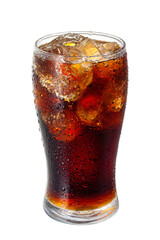 a glass of coke with ice cubes isolated on white background. - obrazy, fototapety, plakaty