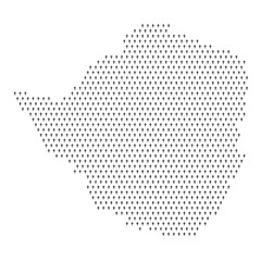 Map of the country of Zimbabwe with crosses on a white background