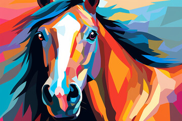 Generative AI.
wpap style abstract background, horse