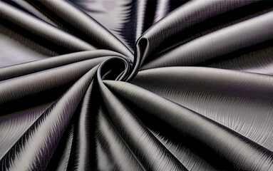 Obraz premium Texture, background, pattern. Black silk fabric.Pure Silk Charmeuse Crepe Backed Satin in BLACK fabric. Wide Stretch Silk Charmeuse Black By the Yard