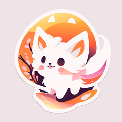 Cute cat fox sticker vector colorful