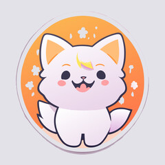 Cute cat fox sticker vector colorful