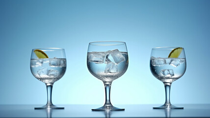 Fototapeta premium cocktail alcohol gin and tonic isolated on a blue background. Generative AI