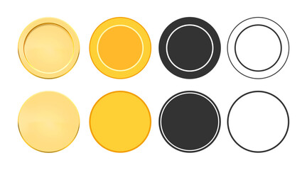 Gold coins and black and white stacks icon Isolated. Empty money sign, growth, income, savings and investment. Symbol of wealth, business and success. Vector gambling game Illustration