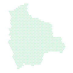 Map of the country of Bolivia with dollar sign icons on a white background