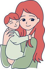 Mother and daughter in flat design illustration