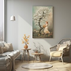 3d rendered living room generated ai